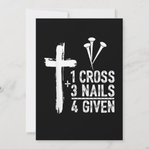 Cartão De Festividades 1 Cruz 3 Pregos Perdoado Jesus Cristão Páscoa Gi