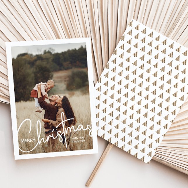 Cartão De Festividades 1 Foto com Script Manuscrito Feliz Natal (Criador carregado)