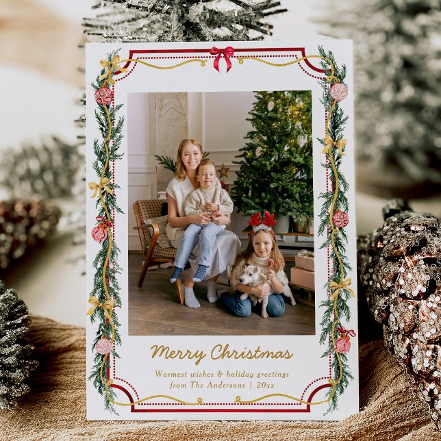 Cartão De Festividades 1 Foto Festiva Natal Folhagem Botânica e Arcos (Criador carregado)
