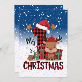 Cartão De Festividades 1rua de Natal Santa Hat White Snow Reindeer