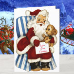 Cartão De Festividades 1rua Natal Personalizar o nome do bebê Papai Noel<br><div class="desc">Papai Noel adiciona o nome da criança - Cartão de Natal de 1rua</div>