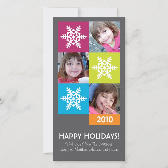 Cartão De Festividades 2010 Merry & Bright Snowflakes Holiday Photo Card (Frente)
