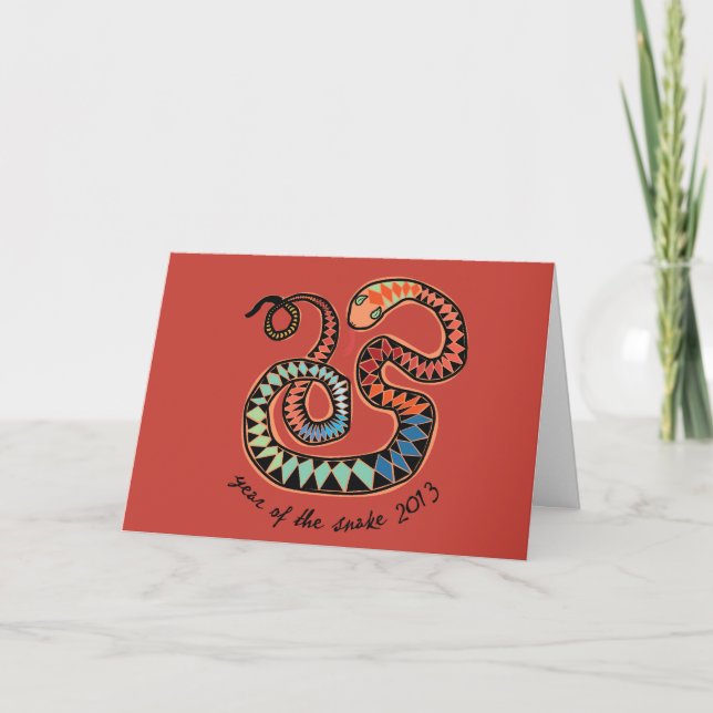 Cartão De Festividades 2013 Year of the Snake greeting card (Frente)