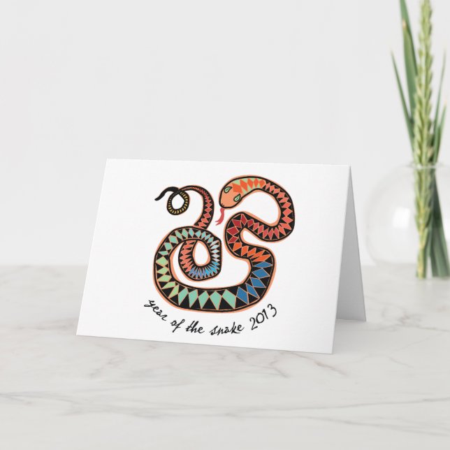Cartão De Festividades 2013 Year of the Snake greeting card (Frente)