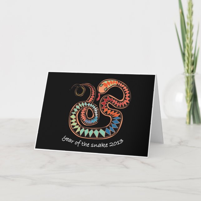 Cartão De Festividades 2013 Year of the Snake greeting card (Frente)