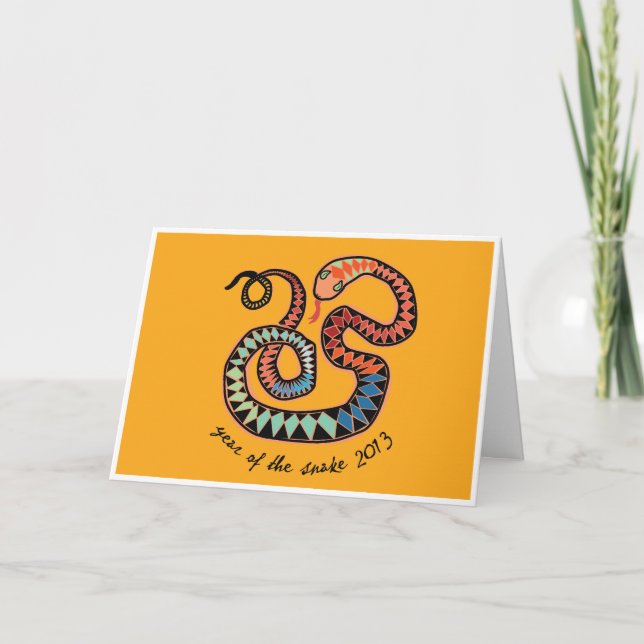 Cartão De Festividades 2013 Year of the Snake greeting card (Frente)