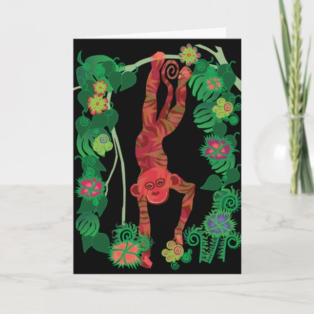Cartão De Festividades 2016 year of the Monkey greeting cards (Frente)