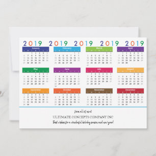 Cartão De Festividades 2019 Nome da Empresa do Calendário Logotipo no V