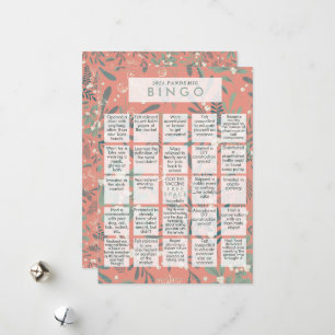 Cartão De Festividades 2021 BINGO Pandêmico Mistletoe Rosa Mistletoe