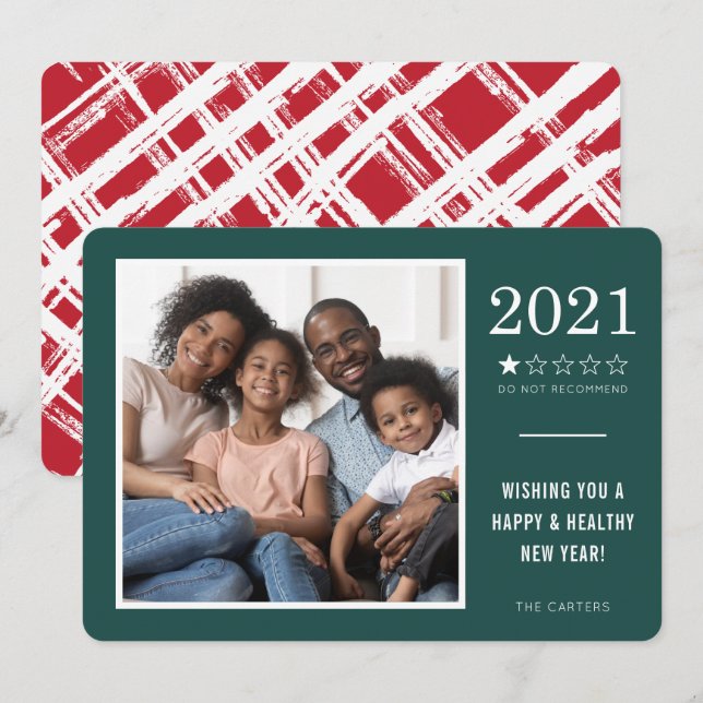 Cartão De Festividades 2021 NÃO RECOMENDAR uma classificação engraçada de (Frente/Verso)