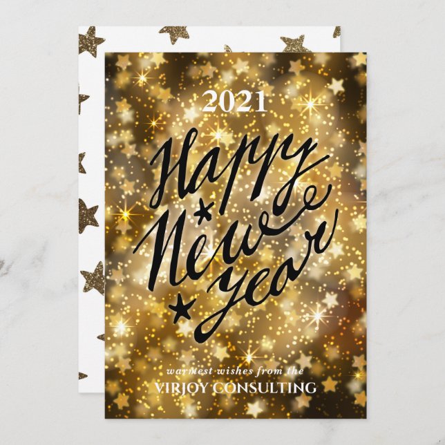 Cartão De Festividades 2021 NOVO ANO | Empresas Douradas (Frente/Verso)