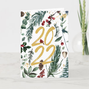 Cartão De Festividades 2022 Bough Dourado Festivo