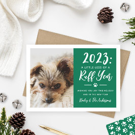 Cartão De Festividades 2022 Ruff Year Green Funny Dog Photo
