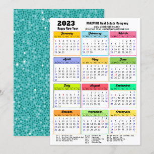 Cartão De Festividades 2023 Calendário Casa da Casa Verde Glitter Moderno