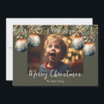 Cartão De Festividades 2023 Um Pedido de Fotografia<br><div class="desc">Este cartão de Natal de 2023 apresenta uma festiva aquarela verde e design de ornamento sobre fundo verde. Personalize facilmente essas placas usando o recurso de personalização.</div>
