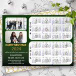 Cartão De Festividades 2024 - 2025 Calendar Business Photo Modern Green<br><div class="desc">2024 - 2025 Calendário de 2 anos com Feriados nos EUA 2 Foto Moderno Dourado Glitter Verde Cartão de Férias de Ano Novo. Todos os textos estão pré-organizados para que você personalize fácil e rapidamente com seus próprios detalhes. Desejo a todos um Feliz Feriado e um Incrível Ano Novo! Para...</div>