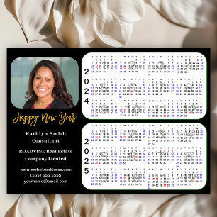 Cartão De Festividades 2024 2025 Calendário Business Modern Black Dourado