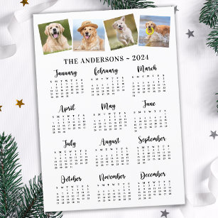 Cartão De Festividades 2024 Calendário de 12 Meses do Ano do Cheio Modern