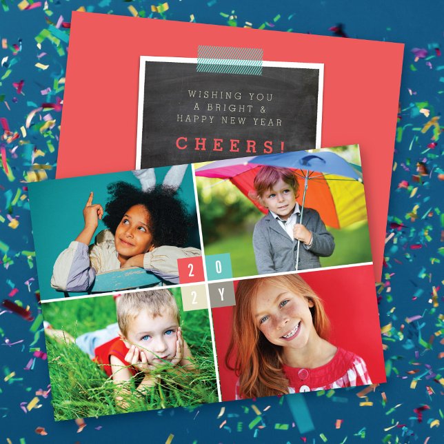 Cartão De Festividades 2025 Coleção de Fotos Moderna de Novo Ano 4 (Criador carregado)