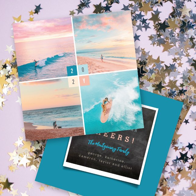 Cartão De Festividades 2025 Coleção de Fotos Moderna de Novo Ano 4 (Criador carregado)