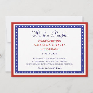 Cartão De Festividades 2026 America 250 Formal Patriotic US Constitution