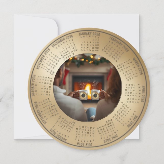 Cartão De Festividades 2026 Calendar Celebrating New Years Holiday Card (Frente)