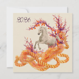 Cartão De Festividades 2026 Cavalo Lunar Ano Novo Zodíaco 