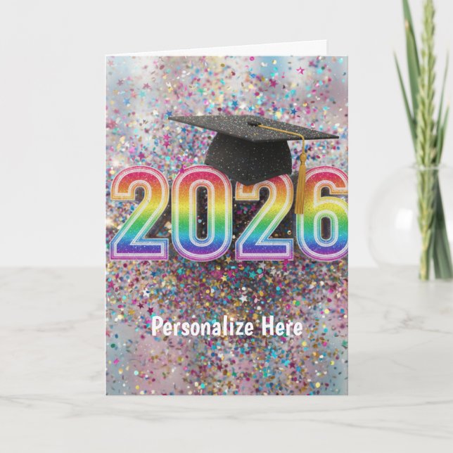 Cartão De Festividades 2026 Confetti Grad Card (Frente)