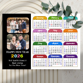 Cartão De Festividades 2026 Família de Calendários 2 Foto Moderna de Pret