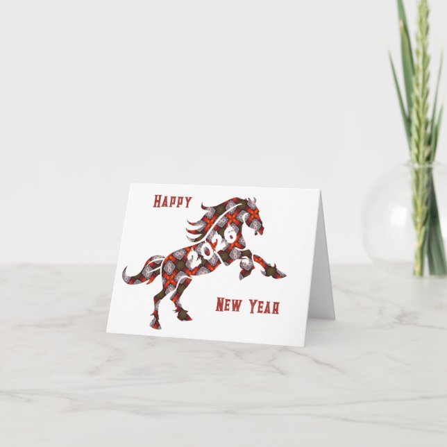 Cartão De Festividades 2026 Horse Folded Holiday Card (Frente)