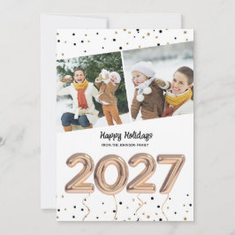 Cartão De Festividades 2027 Balões Dourados Felizes Confetes Foto