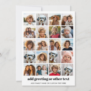 Cartão De Festividades 20 Colagem de Fotos - Grade com Texto - branco