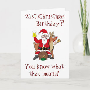 Cartão De Festividades ***21st CHRISTMAS BIRTHDAY WISHES** TIME TO PARTY