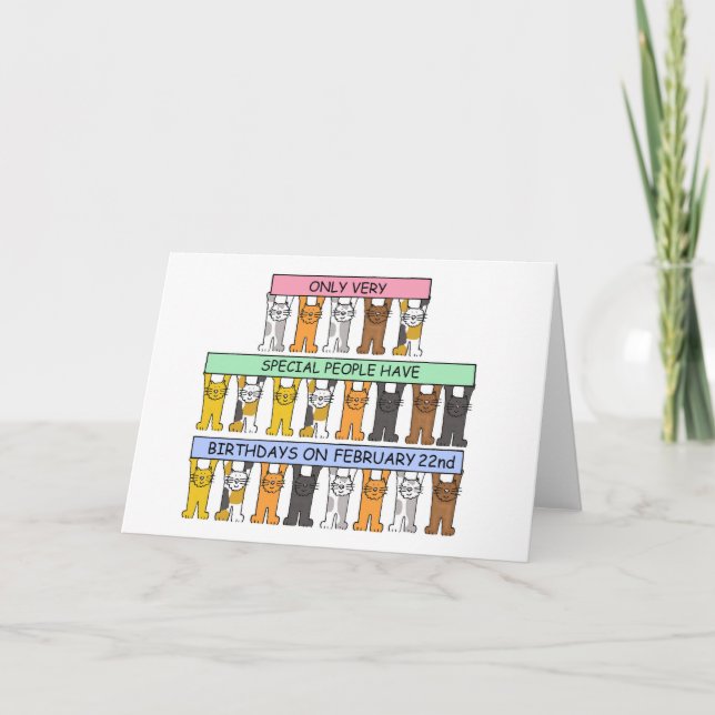 Cartão De Festividades 22 de fevereiro - Cartoon Cats (Frente)