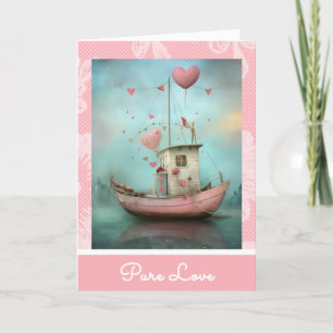 Cartão De Festividades *~* 2 AP51 Amor Boat Hearts Namorados romântico