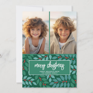 Cartão De Festividades 2 Colagem de Fotos - Feliz Natal Botânico