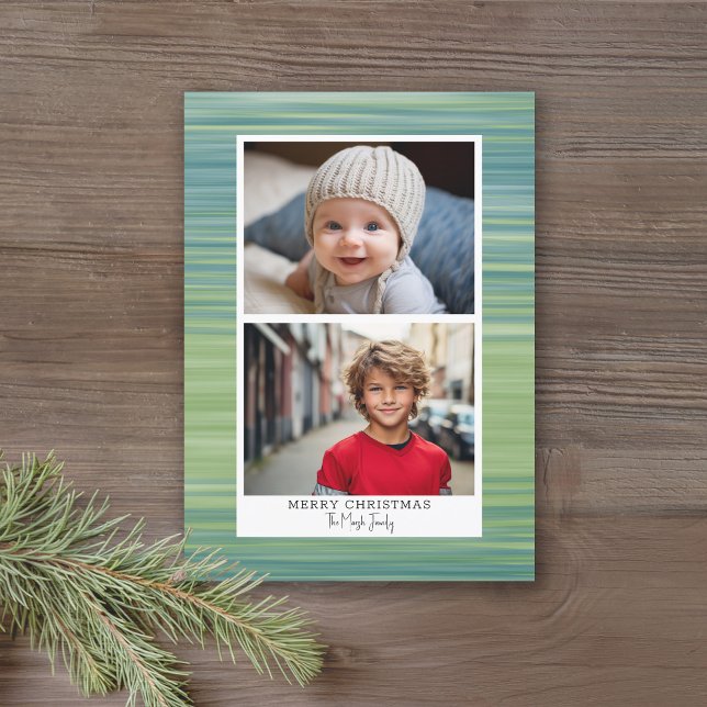 Cartão De Festividades 2 Foto - Abstrato Azul moderno - Download instantâ (Online Christmas Card with 2 Photos and a Modern Abstract Background - Print and Download Options)