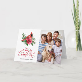 Cartão De Festividades 2 FOTO Cumprimentos de Natal com Cardinal Vermelho