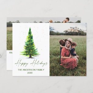 Cartão De Festividades 2 FOTO Elegante - Saudação Minimalista da Árvore d