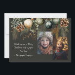Cartão De Festividades 2 Foto Festiva Elegante Greenerescente<br><div class="desc">Este cartão de Natal de 2 fotos apresenta uma festiva design verde-d-água sobre fundo verde-escuro. Personalize-o facilmente usando o recurso de personalização.</div>