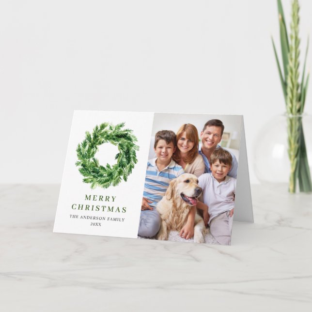 Cartão De Festividades 2 FOTO Festivo Pine Branch Natal (Frente)