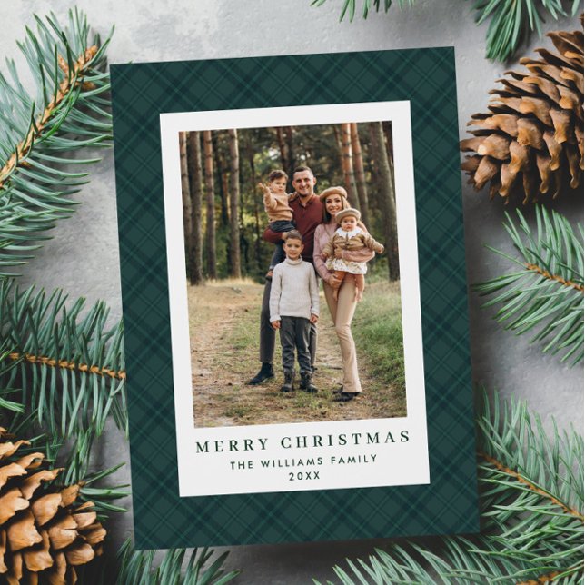 Cartão De Festividades 2 Foto Retro Xadrez de Natal Saudação de Tartan (Criador carregado)
