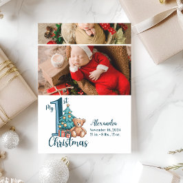 Cartão De Festividades 2 Foto Ursinho Azul Bebê 1 rua Natal