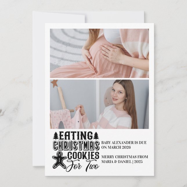 Cartão De Festividades 2 Fotografias de Natal Cookies para 2 Gravidez (Frente)