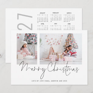 Cartão De Festividades 2 Fotos Calendário 2027 Script Feliz Natal