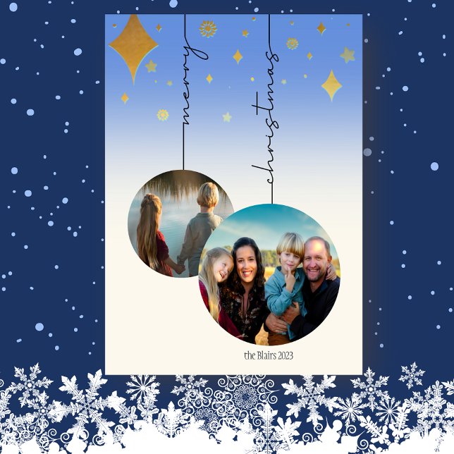 Cartão De Festividades 2 fotos com canetas de Natal achatadas (Criador carregado)