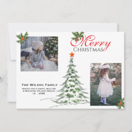Cartão De Festividades 2 Fotos Natal Alegre e Ramos Verdes