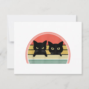 Cartão De Festividades 2 Gatos Pretos Purgando Vintage Retro Cat Animal L
