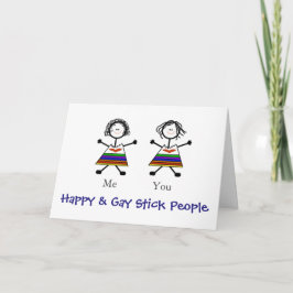 Cartão De Festividades 2 Lesbian Stickmen Romantic Greeting Card