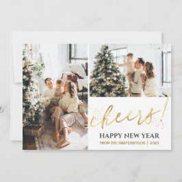 Cartão De Festividades 2 Photo Elegant Script Modern Happy New Year